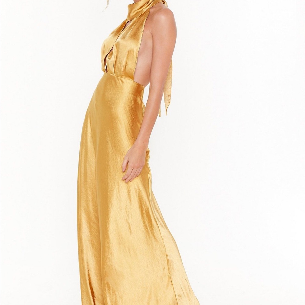 Big Entrance Satin Maxi Dress Mustard - Picture 2 of 9